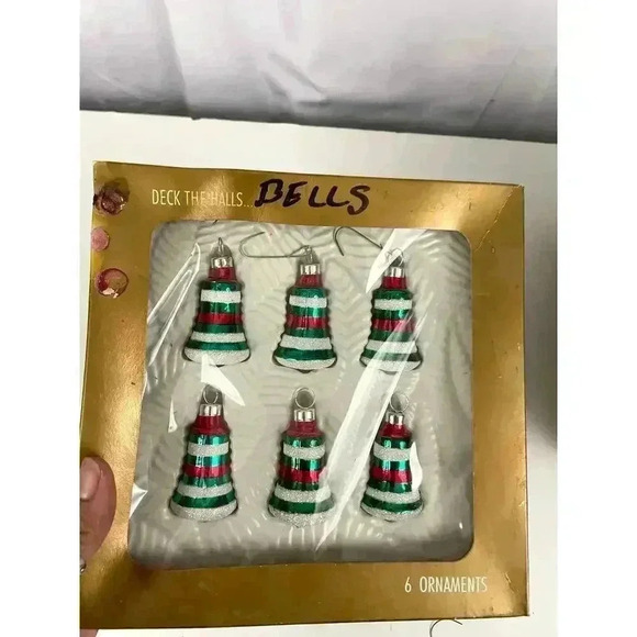 VTG 5 Boxes Christmas Ornaments Apples Foil Commodore Imported Candy Stripes - Picture 12 of 15